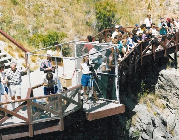 AJ Hackett Bungy's old-school photo and video set-up circa 1990s.